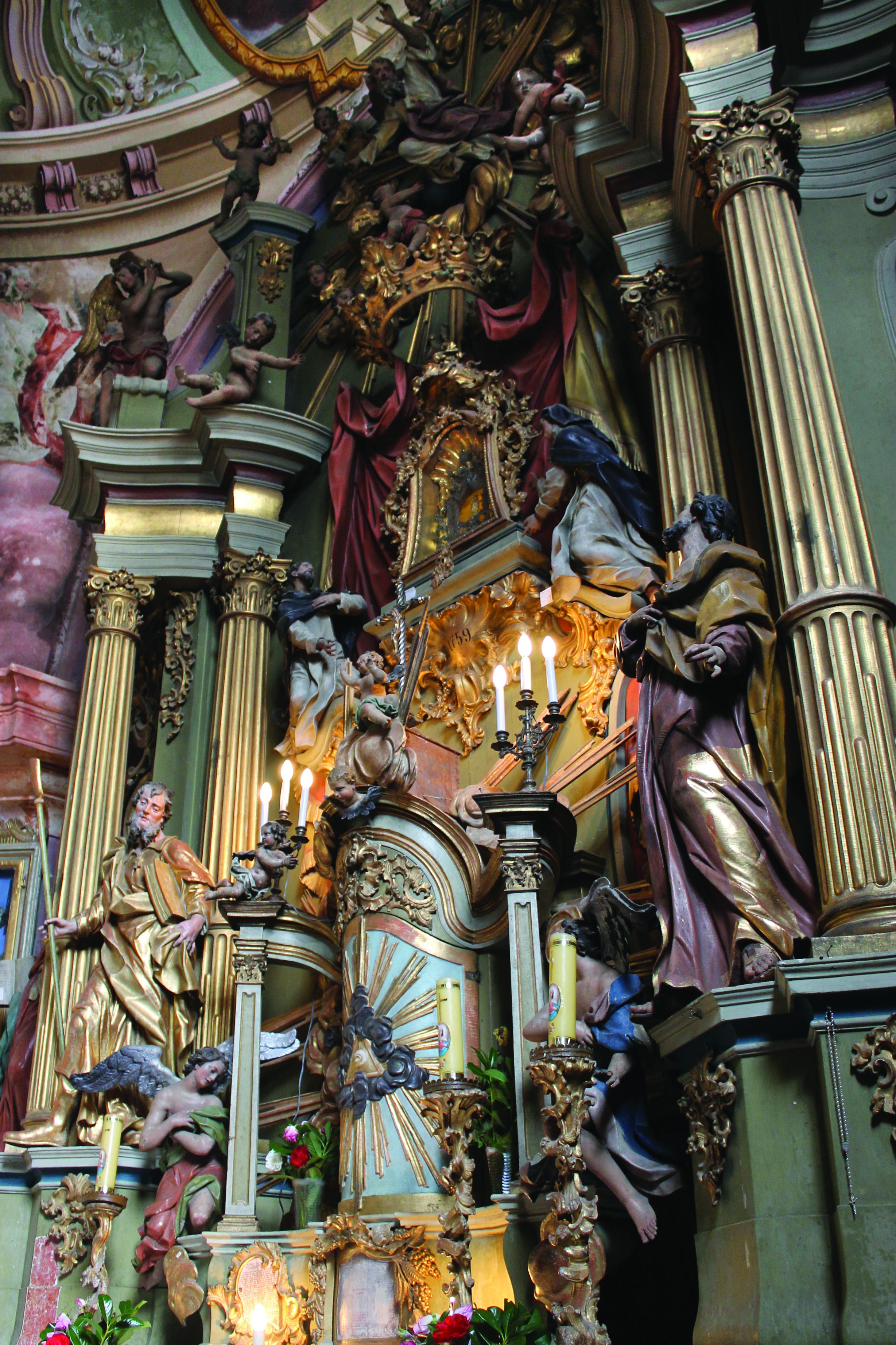 <p>glavni oltar, Filip Jakob Straub, 1759, crkva Majke Božje Jeruzalemske, Tr&scaron;ki Vrh</p>