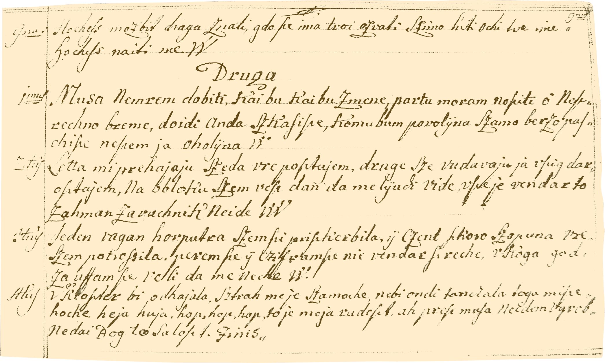 <p><em>Popevke Horvatske znutra popisane leta</em> <em>1780.</em></p>