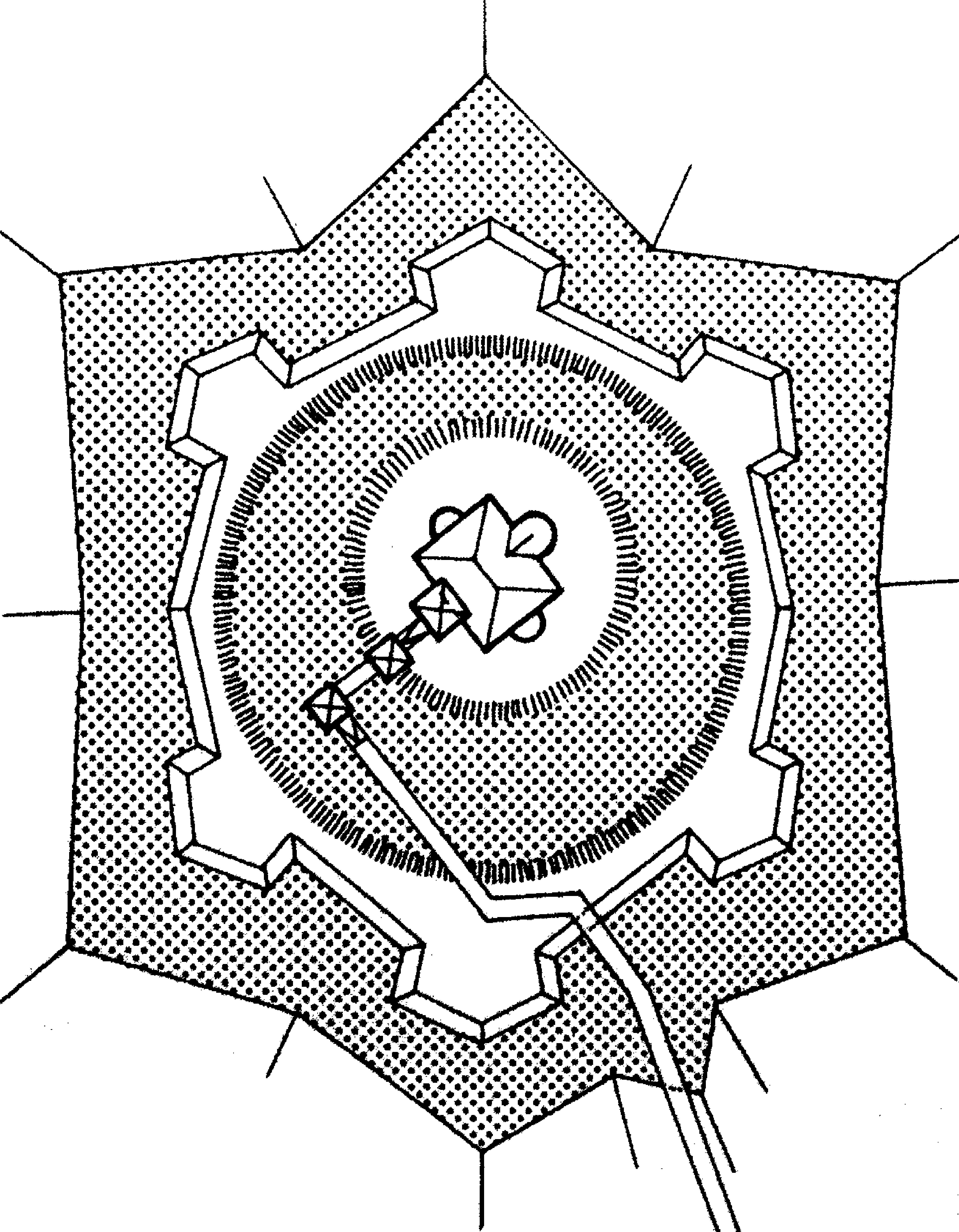 <p>tlocrt utvrde s vanjskim obrambenim prstenom</p>