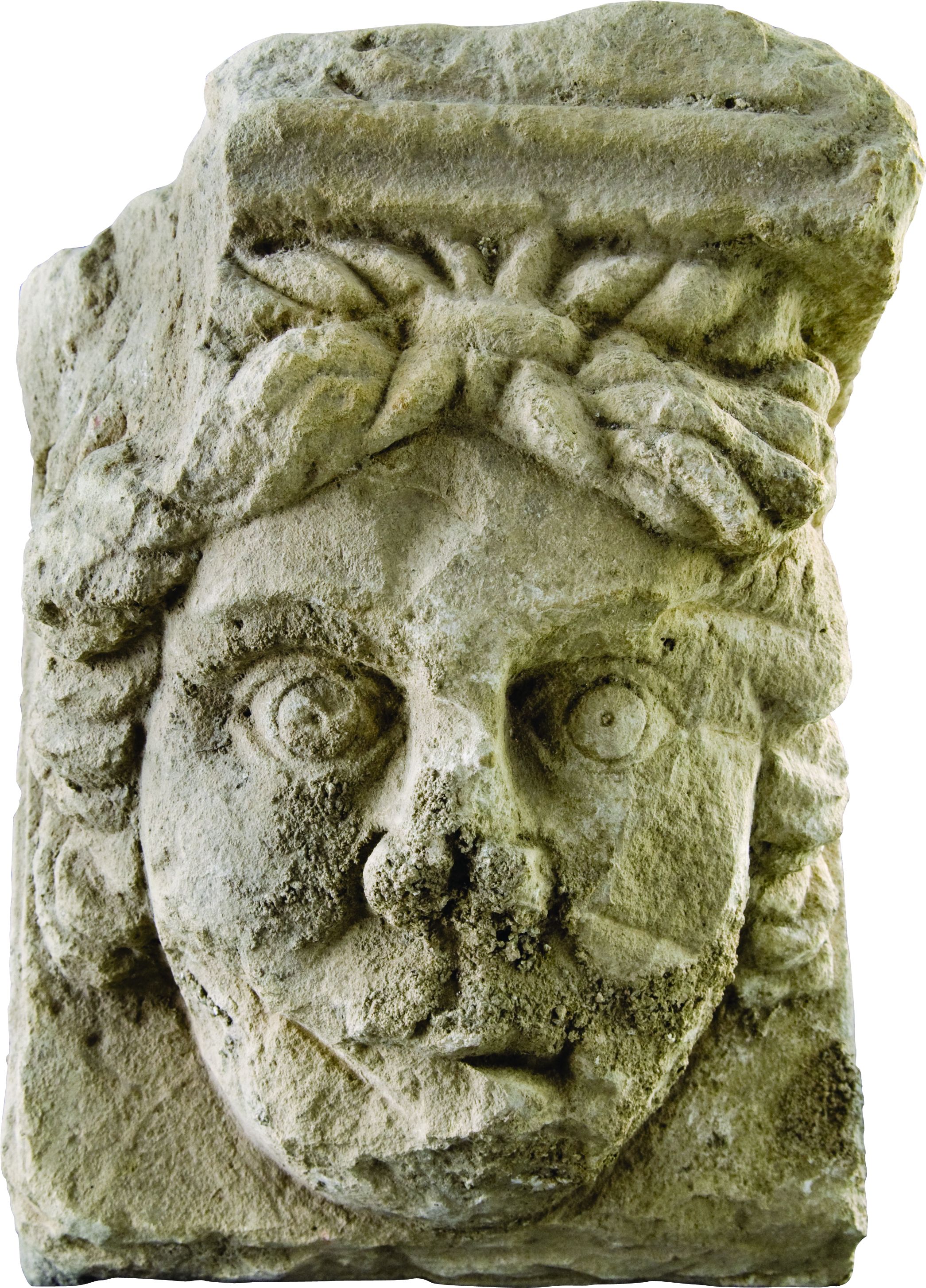 <p>konzola s prikazom ženske glave (Menande?), II. st. Aquae Iasae</p>