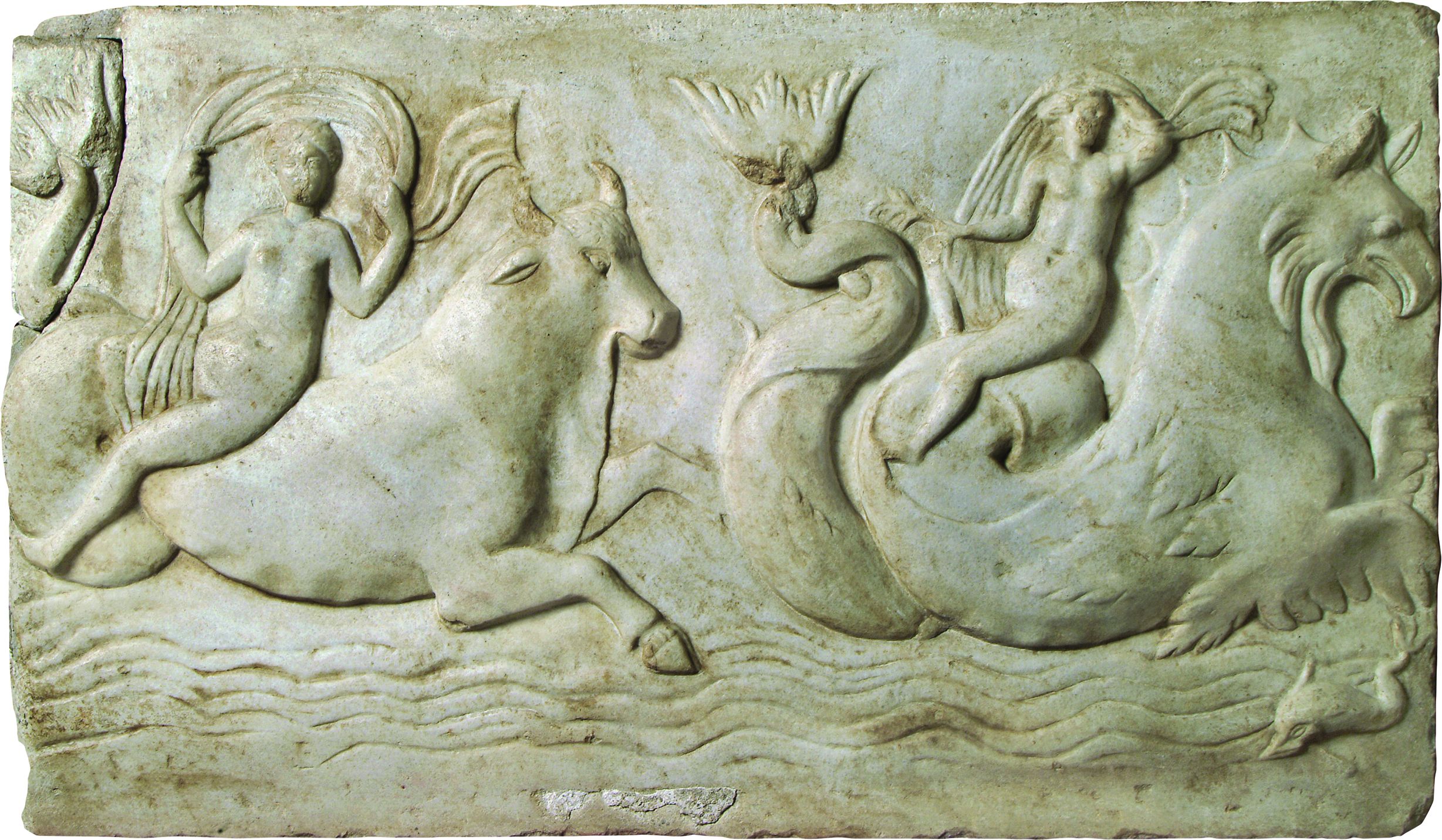 <p>reljef s prikazom Europe i Amfitrite, II. st., Aquae Iasae</p>