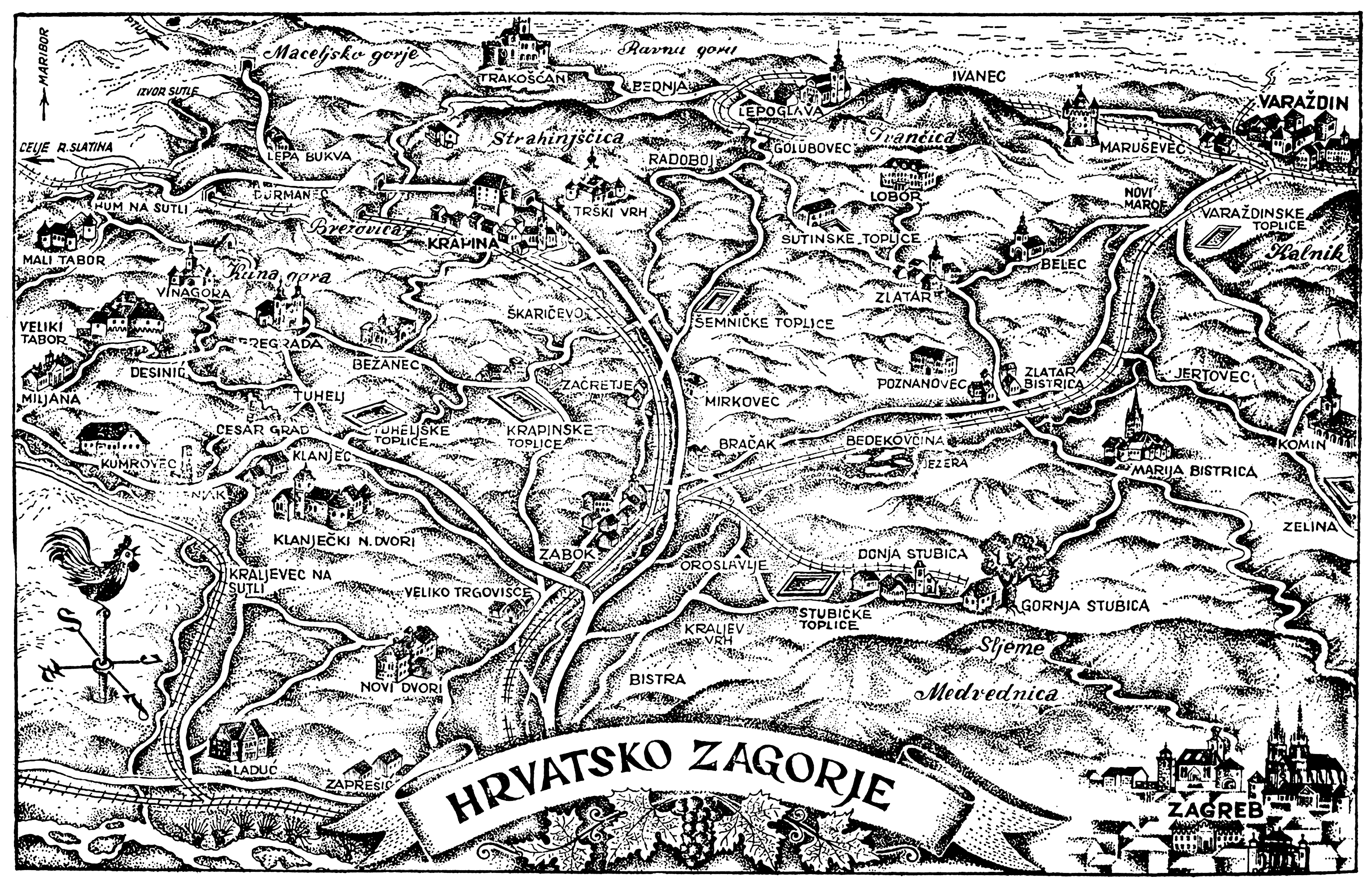 <p><em>Hrvatsko zagorje,</em> panoramska karta, rad Josipa Brezin&scaron;čaka</p>