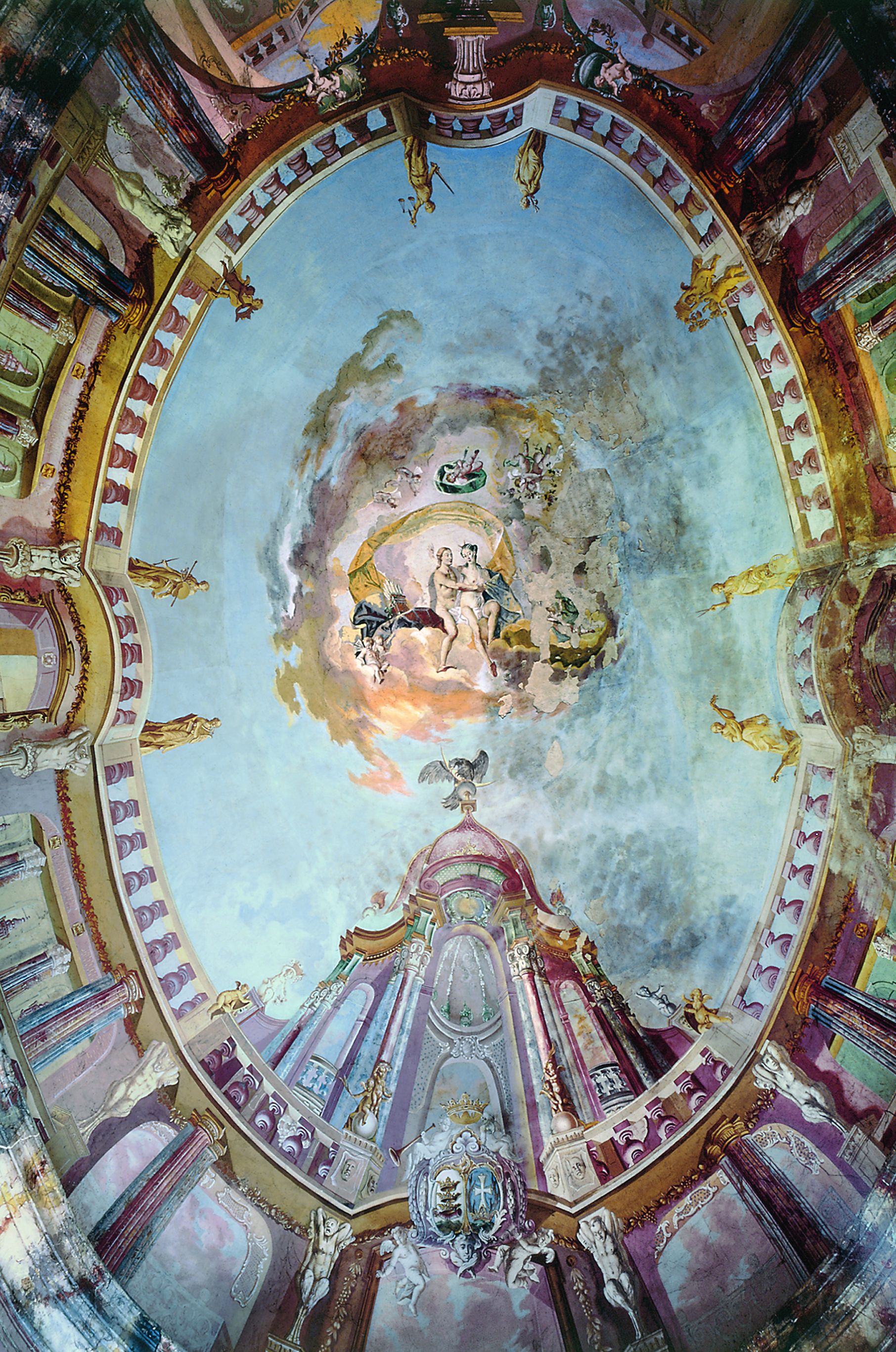 <p>oslikani strop u ovalnoj dvorani dvorca Or&scaron;ić, 1778.</p>