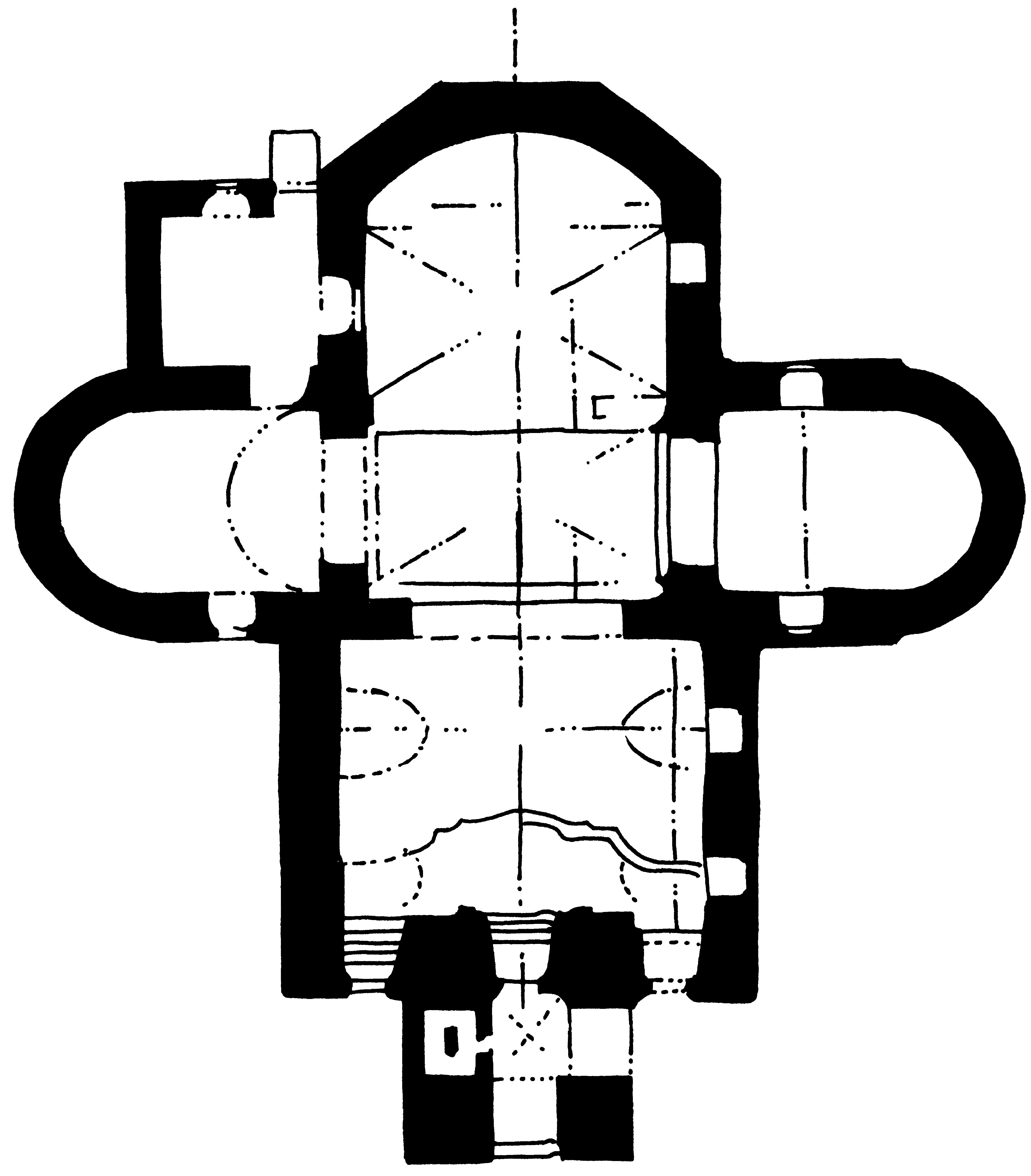 <p>tlocrt župne crkve sv. Martina Biskupa, XIV&ndash;XVIII. st.</p>