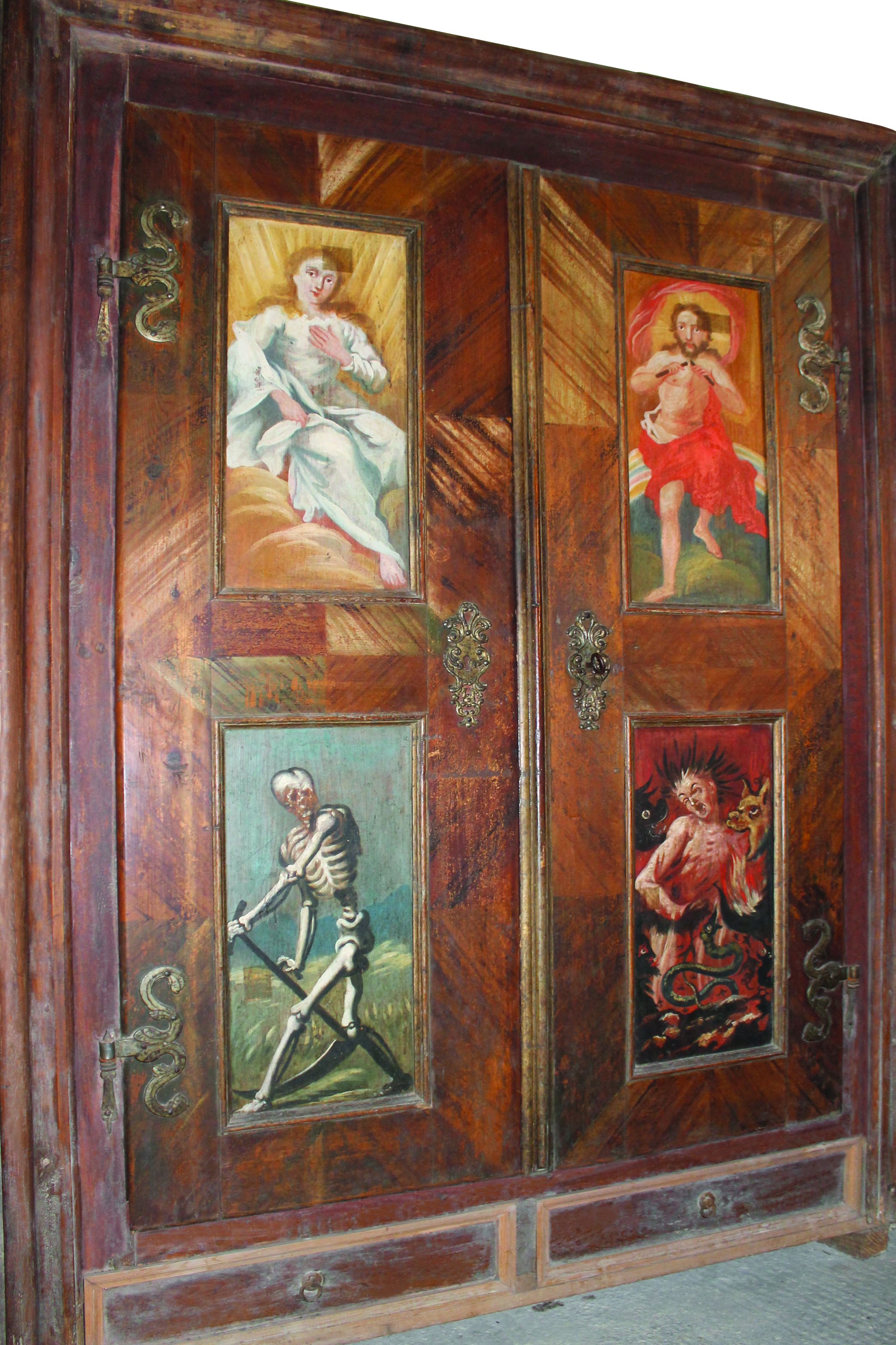 <p>oslikani ormar s prizorima Četiri posljednje stvari, prva polovica XVIII. st., župna crkva Bezgre&scaron;noga začeća Blažene Djevice Marije, Lepoglava</p>