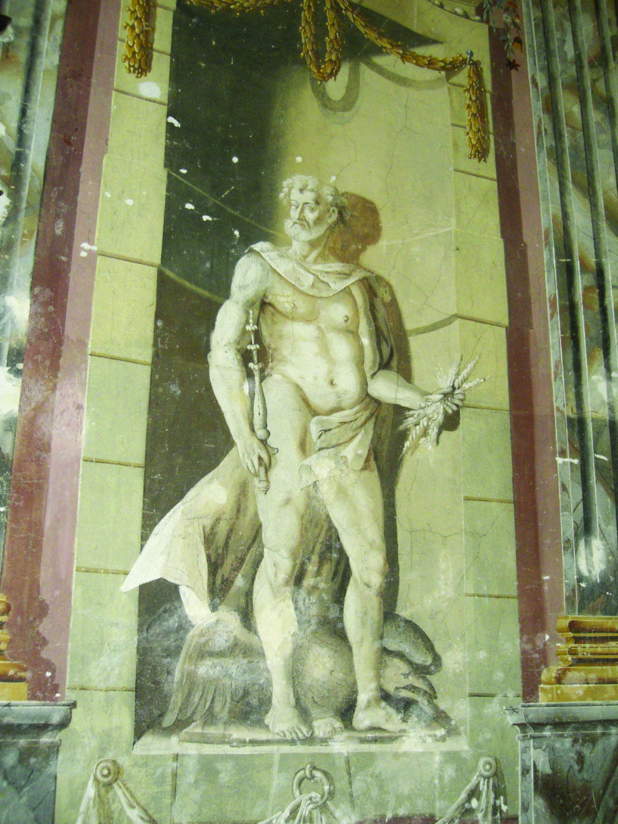 <p><em>Kronos, </em>1778, zidna slika u ovalnoj dvorani dvorca&nbsp;</p>