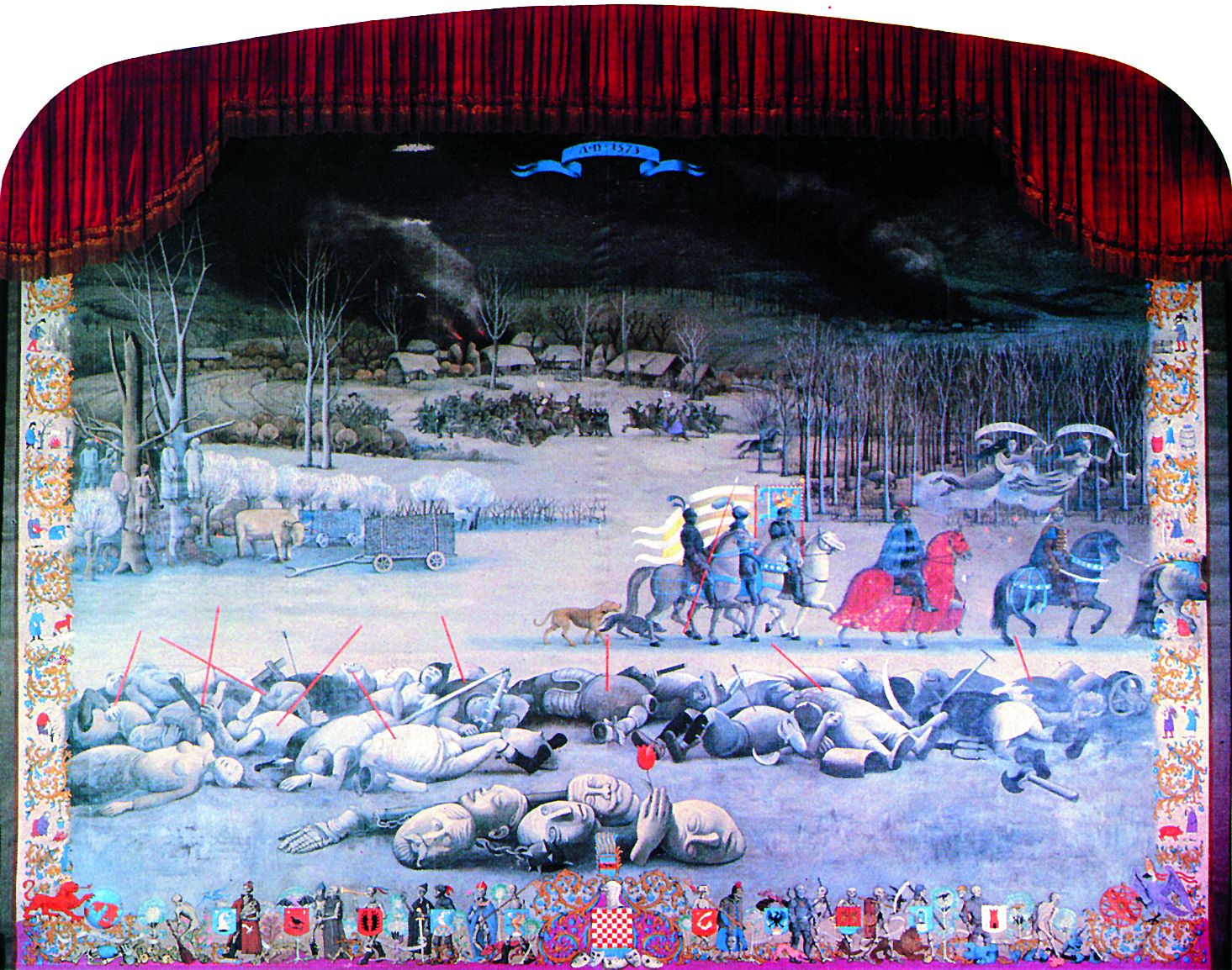 <p>Krsto Hegedu&scaron;ić, <em>Anno Domini 1573,</em> 1969, svečani zastor, HNK, Zagreb</p>